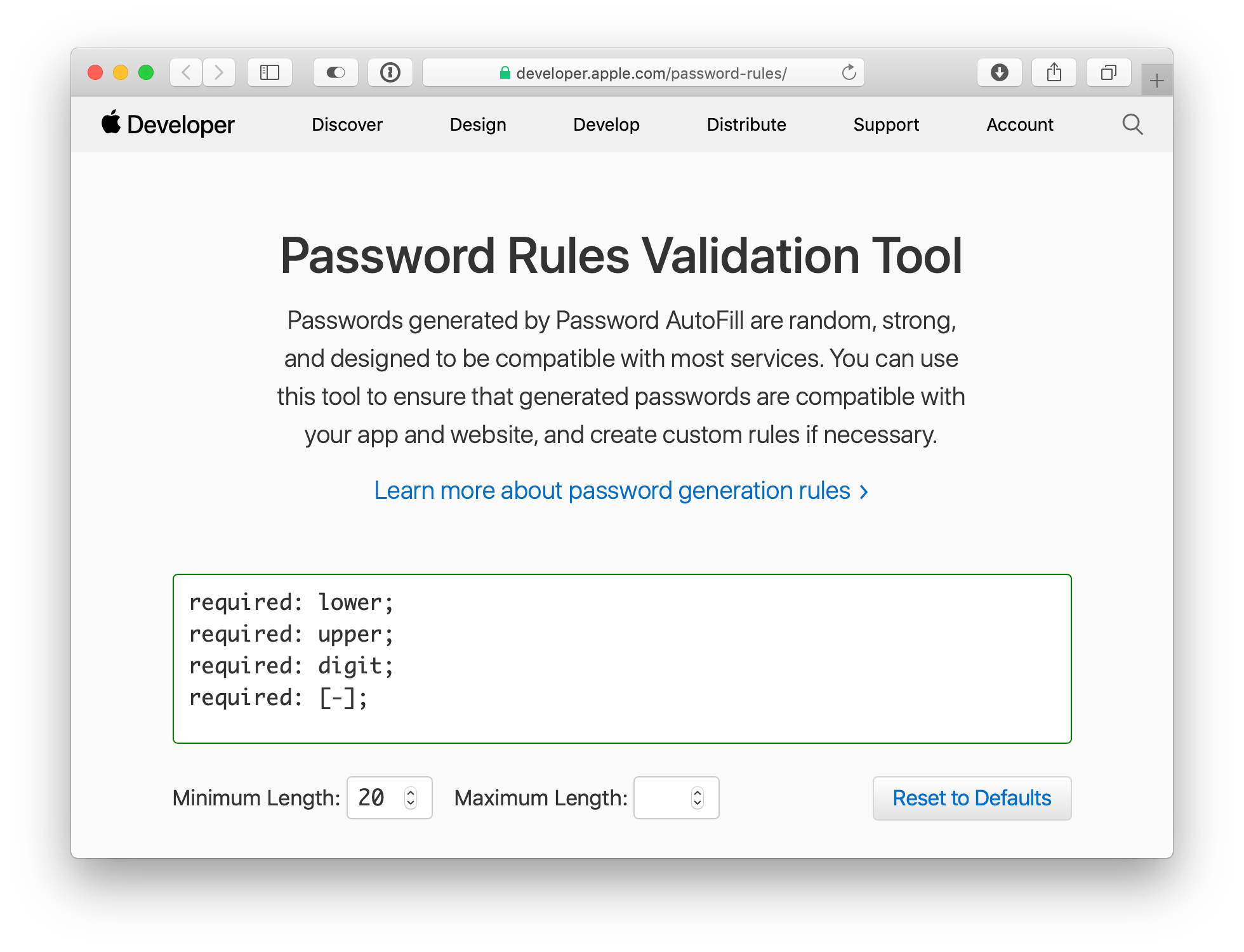 Password Rules Validation Tool